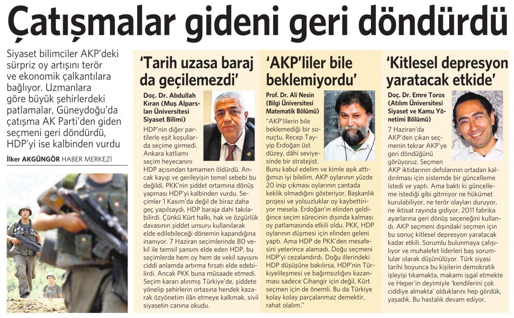 4 Kasım 2015 Vatan Gazetesi 16. sayfa