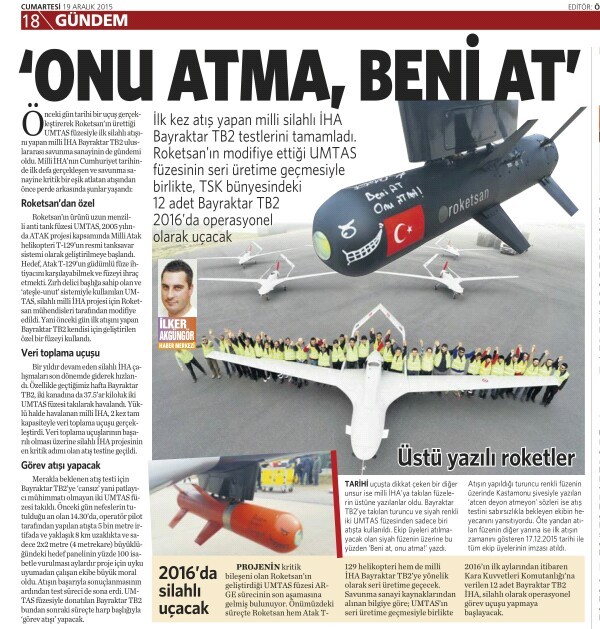 19 Aralık 2015 Vatan Gazetesi 18. sayfa