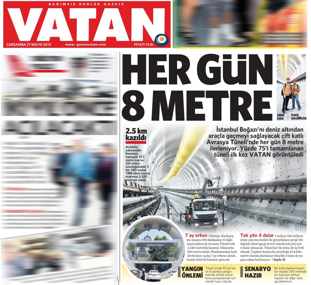 27 Mayıs 2015 Vatan Gazetesi 1. sayfa