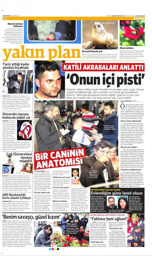 18 Şubat 2015 Vatan Gazetesi 12. sayfa