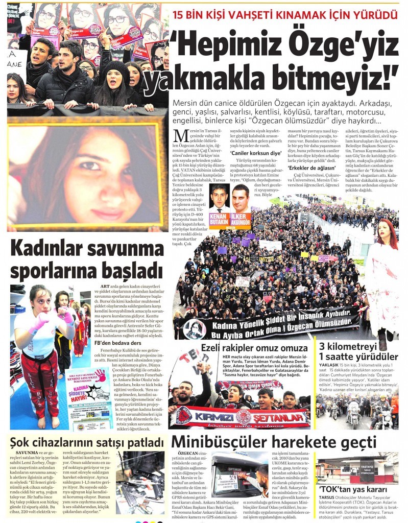 19 Şubat 2015 Vatan Gazetesi 13. sayfa