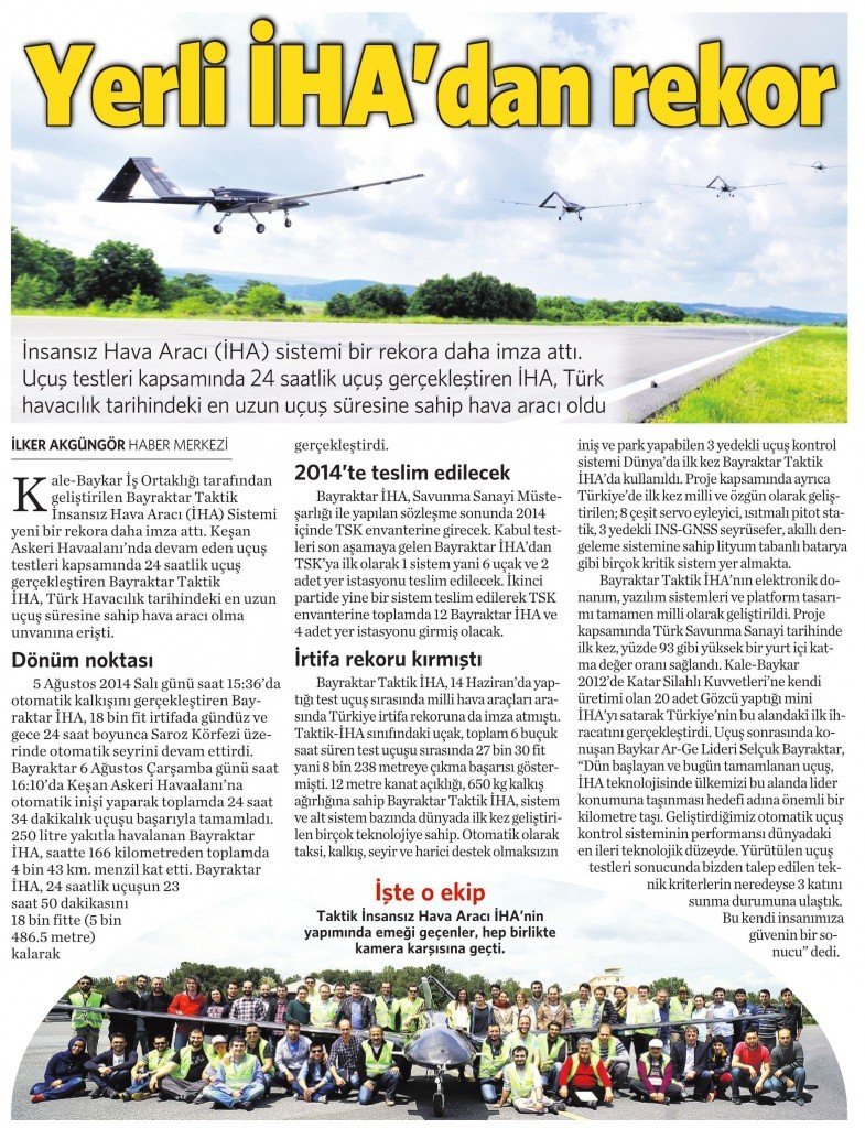 7 Ağustos 2014 - Vatan Gazetesi