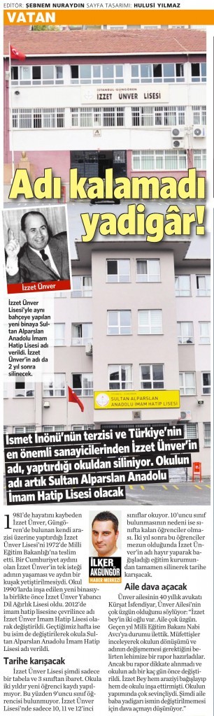 10 Ağustos 2014 - Vatan Gazetesi