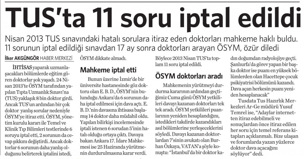 15 Ağustos 2014 - Vatan Gazetesi