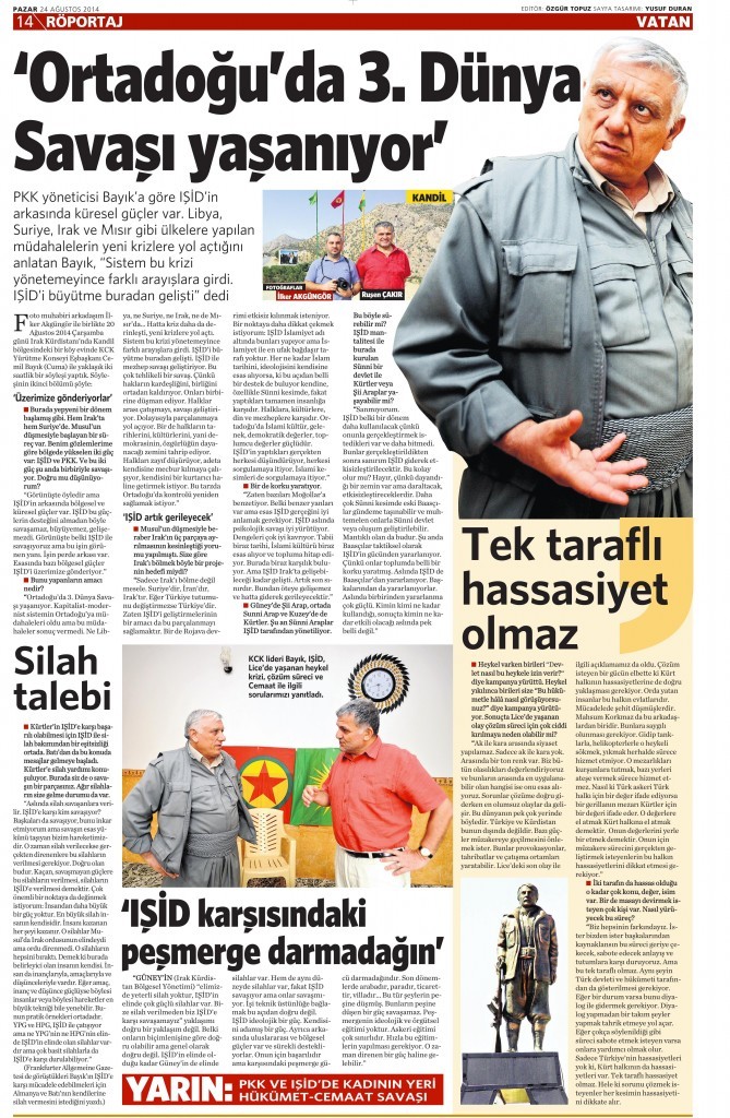 24 Ağustos 2014 - Vatan Gazetesi