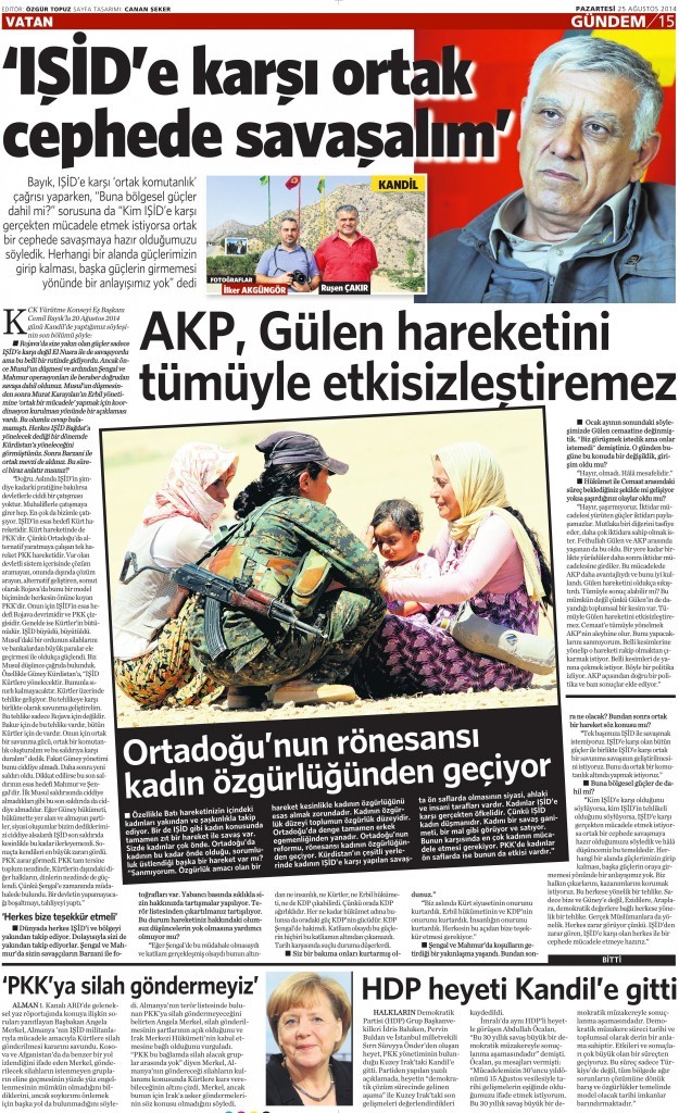 25 Ağustos 2014 - Vatan Gazetesi