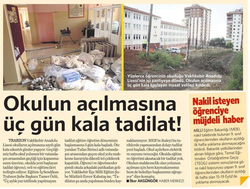 12 Eylül 2014 - Vatan Gazetesi