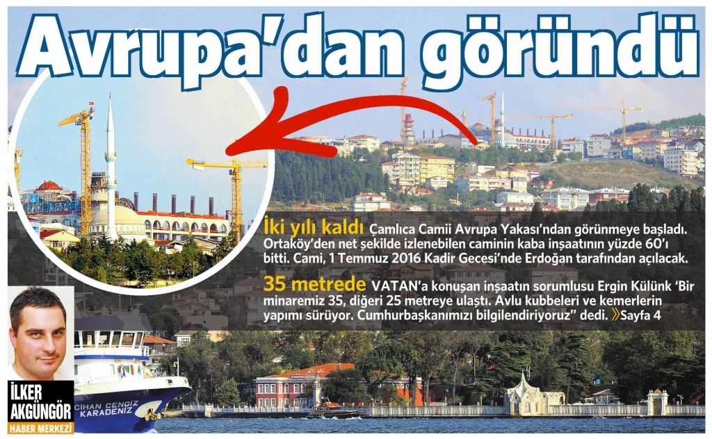 15 Eylül 2014 - Vatan Gazetesi 1. Sayfa