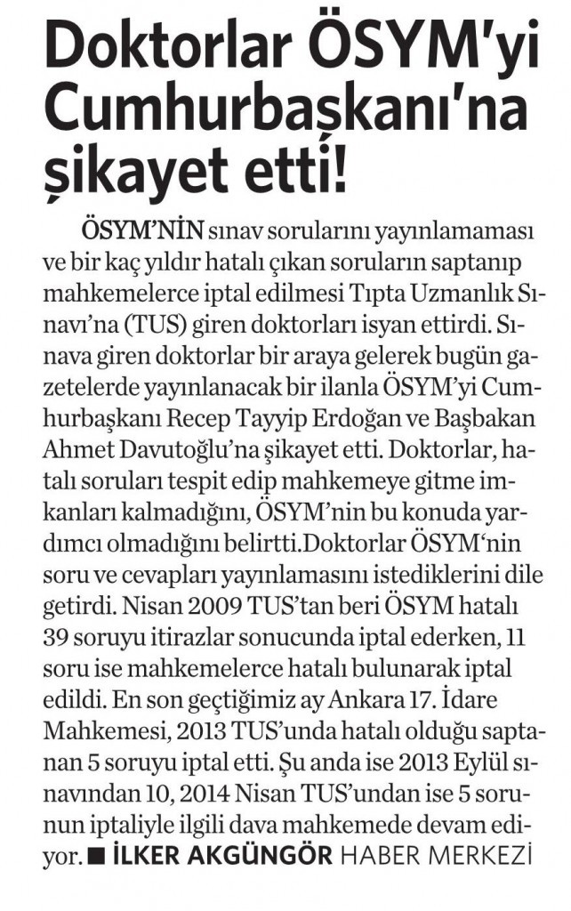 16 Eylül 2014 - Vatan Gazetesi