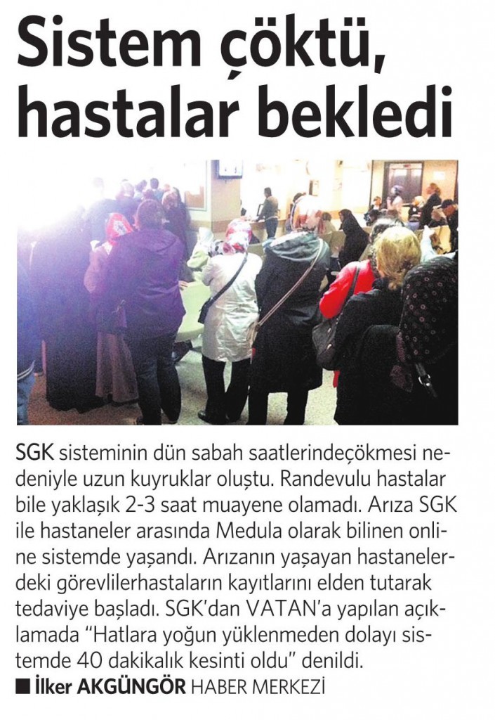 3 Ekim 2014 - Vatan Gazetesi 3. sayfa