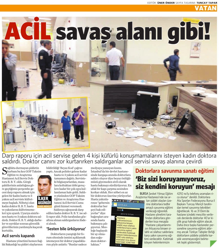 12 Ekim 2014 - Vatan Gazetesi 4. sayfa