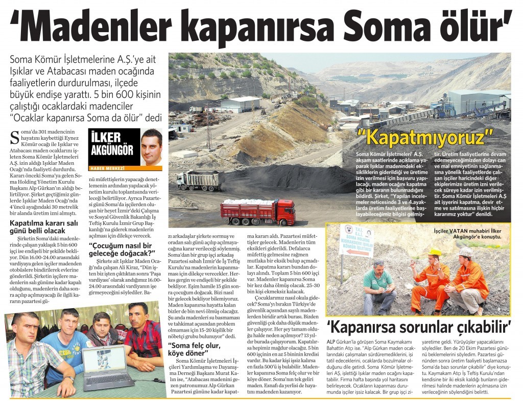 12 Ekim 2014 -Vatan Gazetesi 9. sayfa