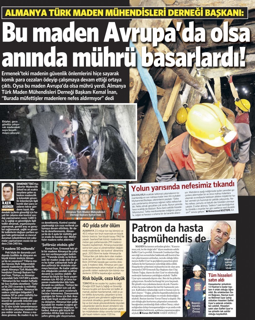 1 Kasım 2014 Vatan Gazetesi 12. sayfa