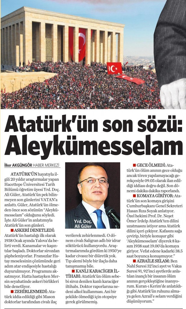 10 Kasım2014 Vatan Gazetesi 16. sayfa