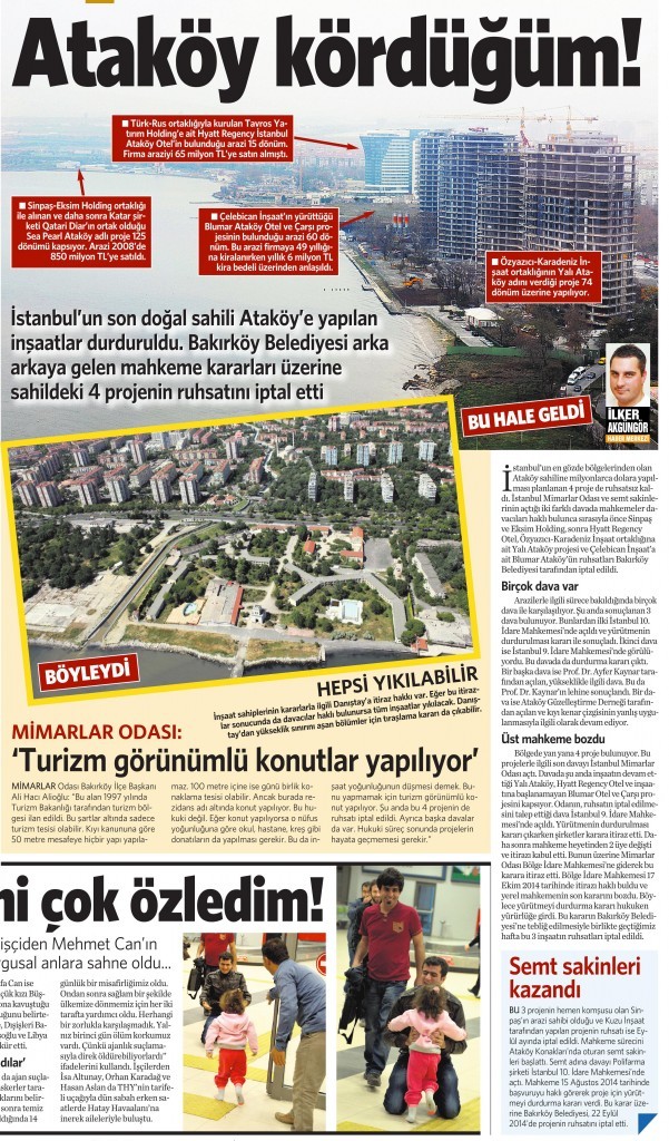 17 Kasım 2014 Vatan Gazetesi 12. sayfa