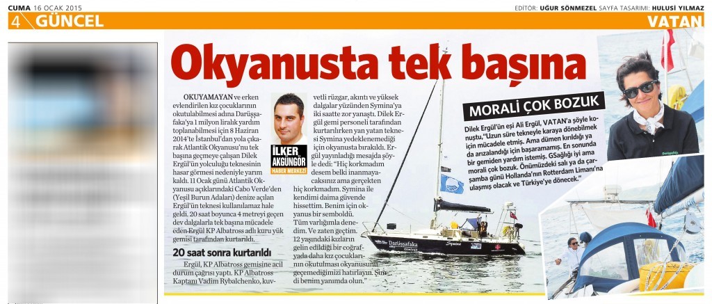 16 Ocak 2015 Vatan Gazetesi 4. sayfa