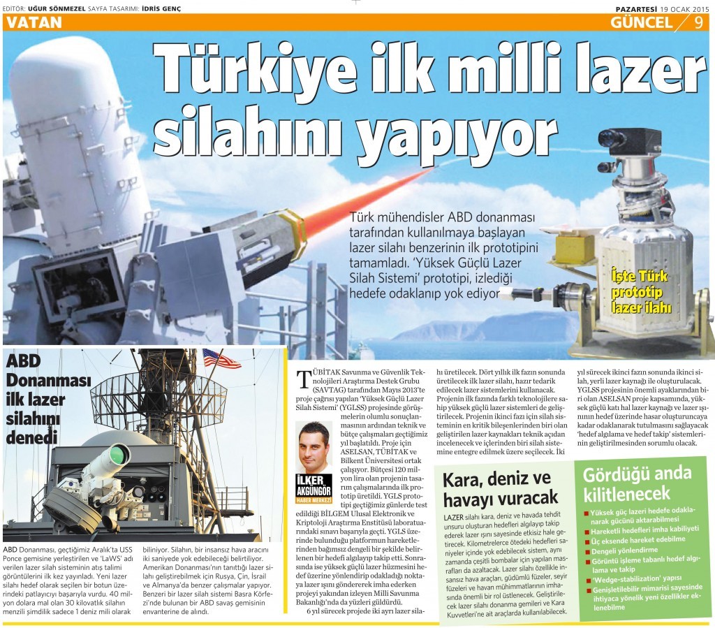 19 Ocak 2015 Vatan Gazetesi 9. sayfa