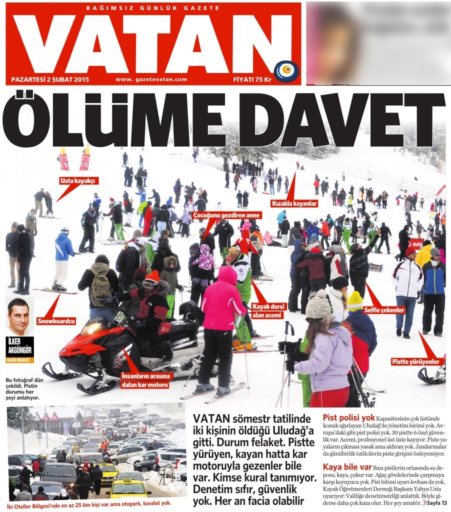 2 Şubat 2015 Vatan Gazetesi 1. sayfa