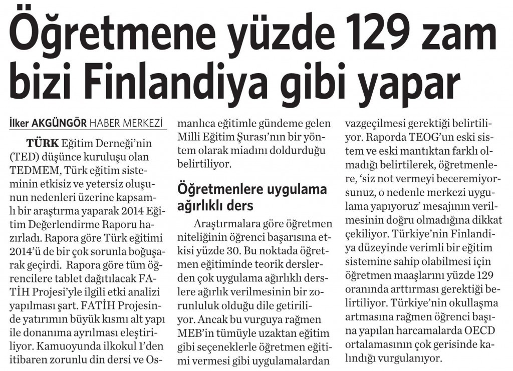 13 Şubat 2015 Vatan Gazetesi 6. sayfa