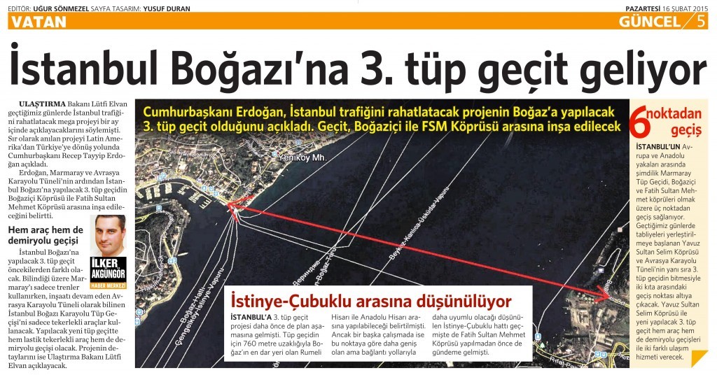 16 Şubat 2015 Vatan Gazetesi 5. sayfa