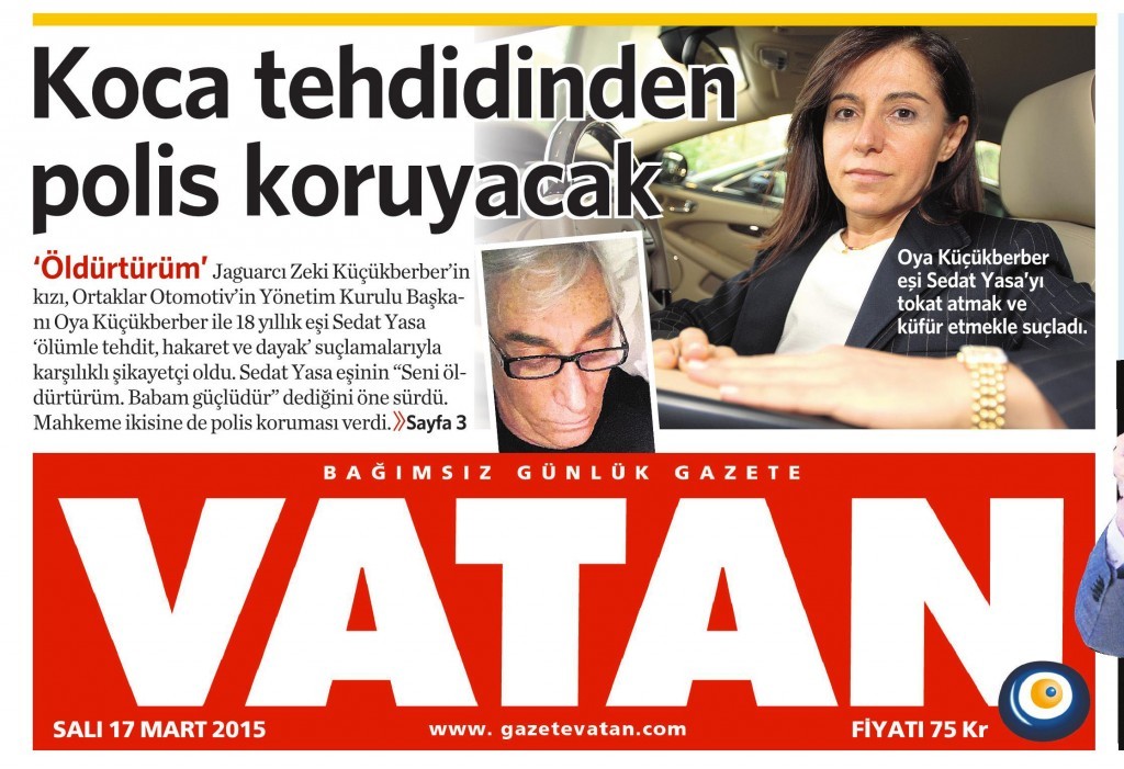 17 Mart 2015 Vatan Gazetesi 1. sayfa