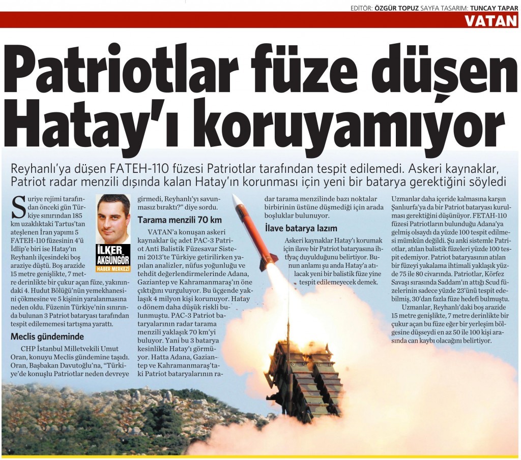 27 Mart 2015 Vatan Gazetesi 16. sayfa