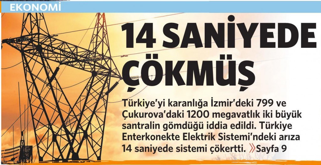 2 Nisan 2015 Vatan Gazetesi 1. sayfa