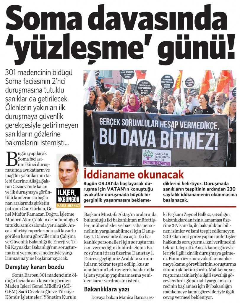 15 Nisan 2015 Vatan Gazetesi 11. sayfa