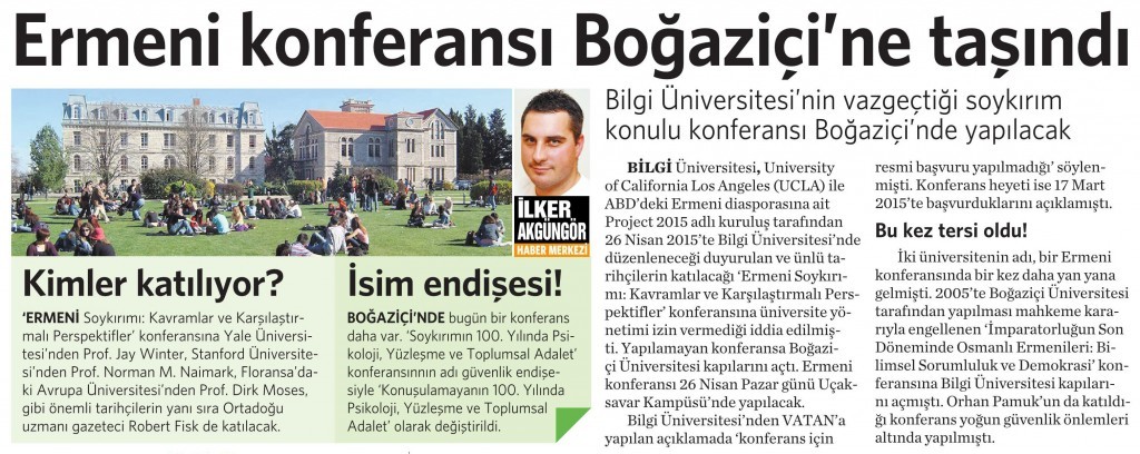 18 Nisan 2015 Vatan Gazetesi 14. sayfa