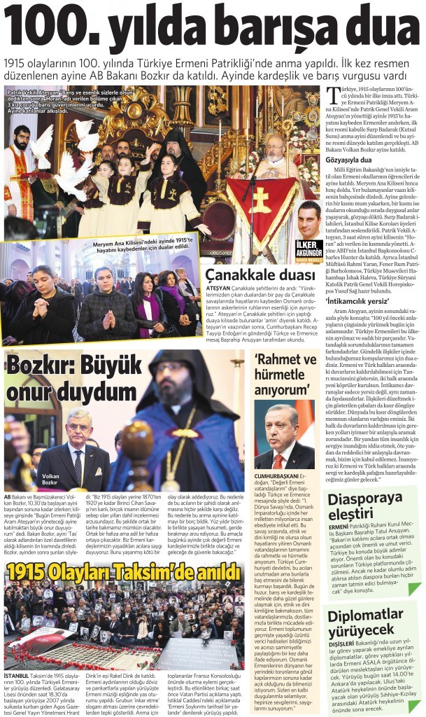 25 Nisan 2015 Vatan Gazetesi 14. sayfa