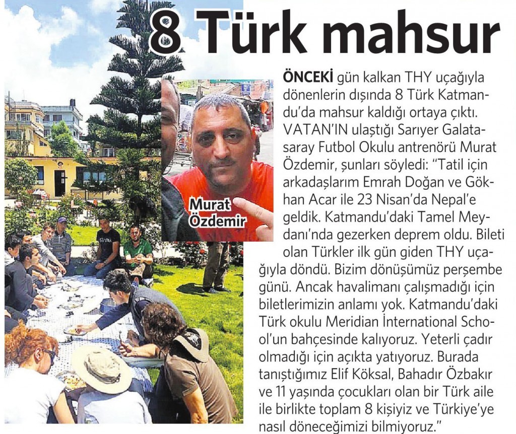 29 Nisan 2015 Vatan Gazetesi 13. sayfa