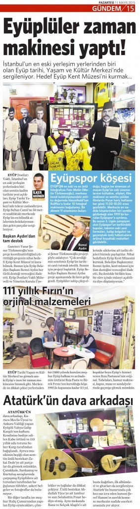 11 Mayıs 2015 Vatan Gazetesi 15. sayfa