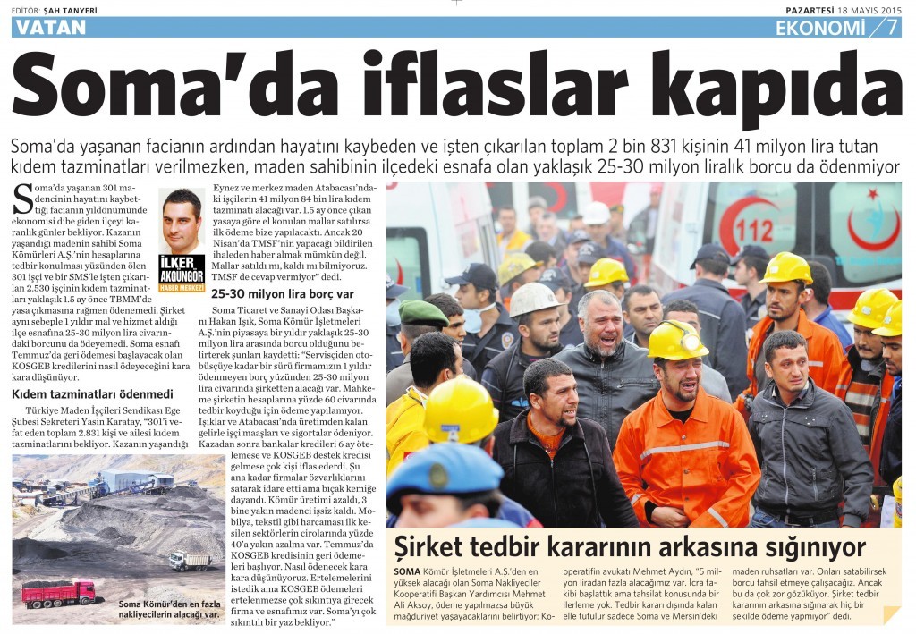 18 Mayıs 2015 Vatan Gazetesi 7. sayfa