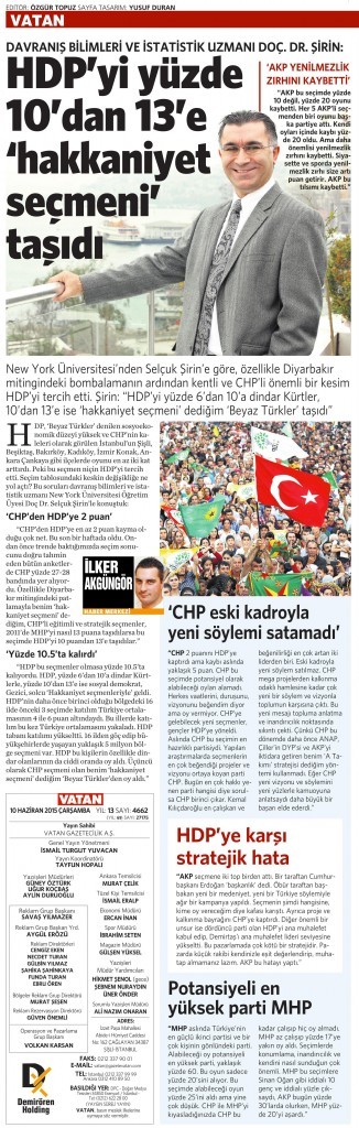 10 Haziran 2015 Vatan Gazetesi 17. sayfa