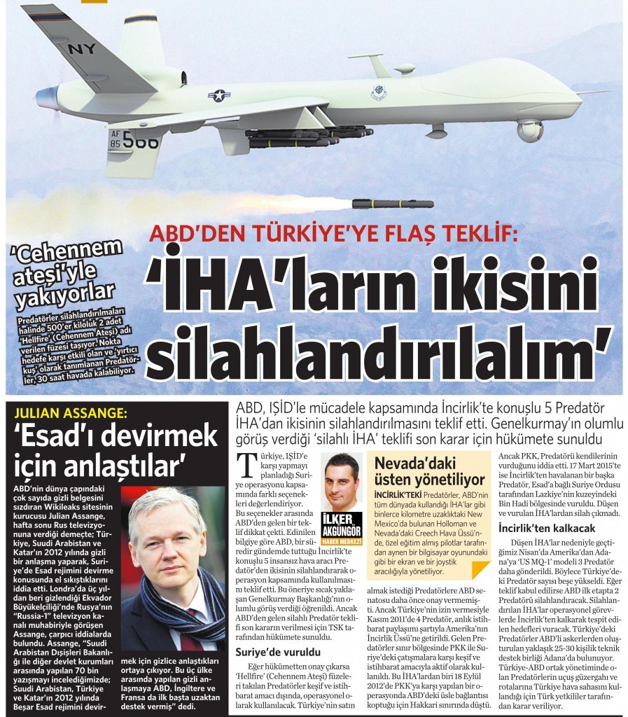 30 Haziran 2015 Vatan Gazetesi 12. sayfa