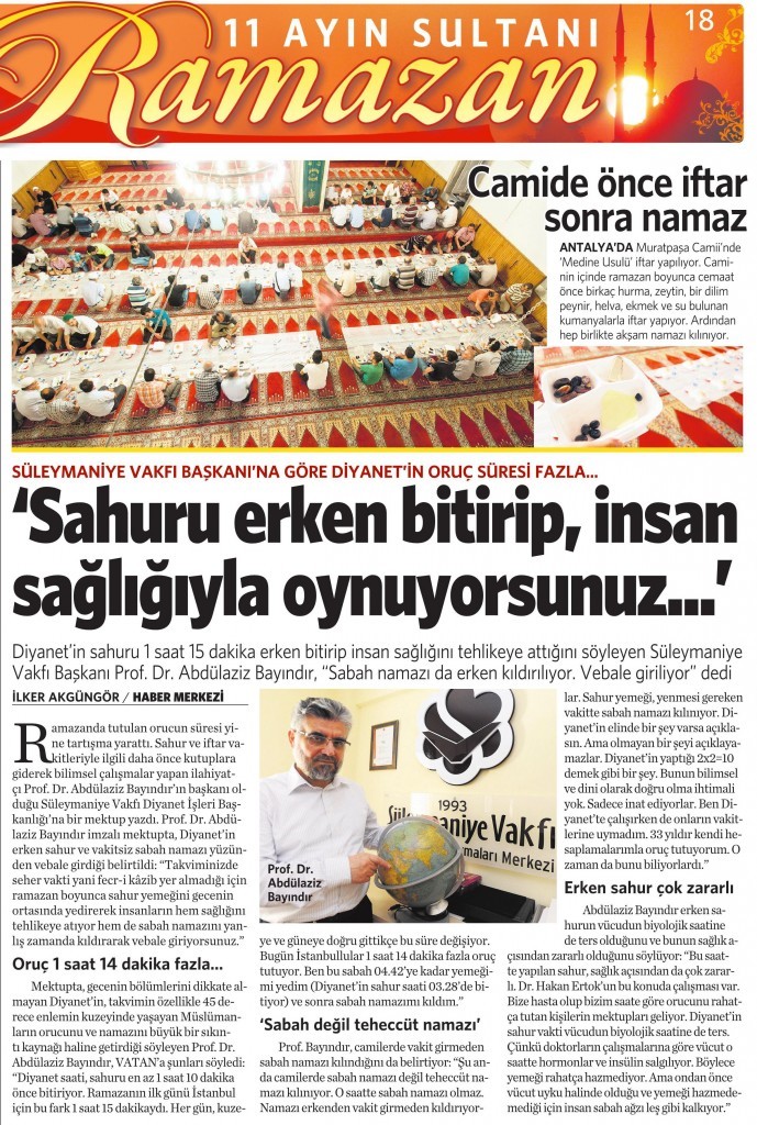 3 Temmuz 2015 Vatan Gazetesi 18. sayfa