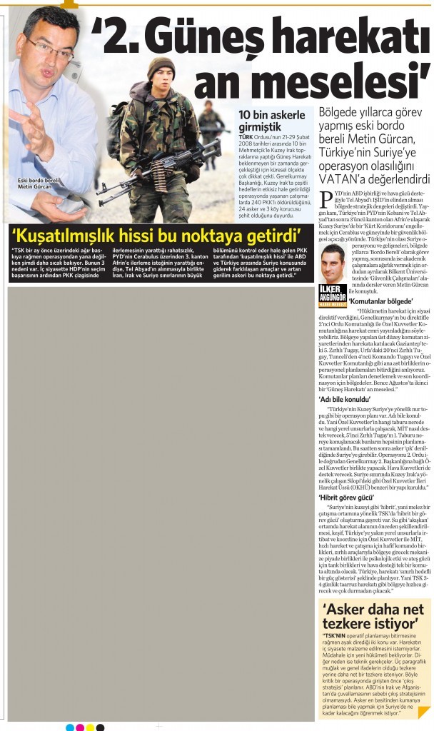 9 Temmuz 2015 Vatan Gazetesi 12. sayfa