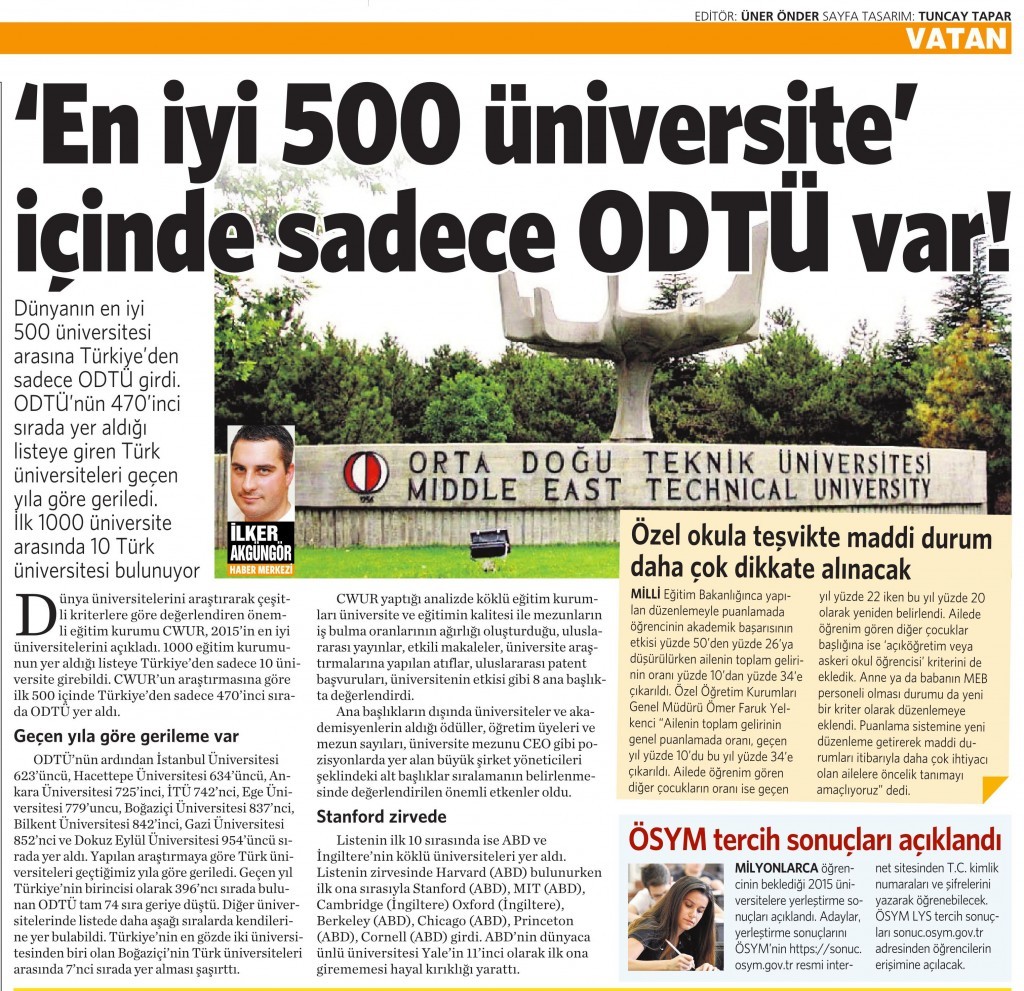 24 Temmuz 2015 Vatan Gazetesi 4. sayfa