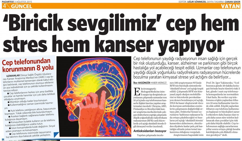 3 Ağustos 2015 Vatan Gazetesi 4. sayfa