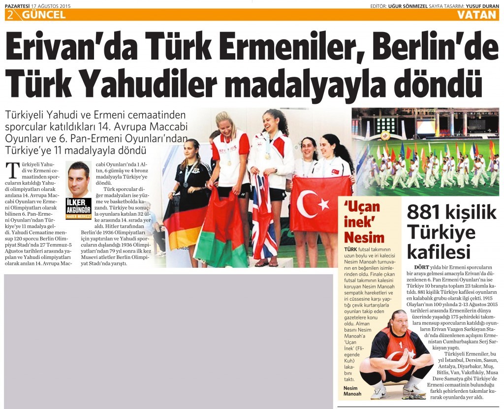 17 Ağustos 2015 Vatan Gazetesi 2. sayfa