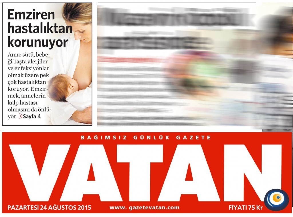 24 Ağustos 2015 Vatan Gazetesi 1. sayfa