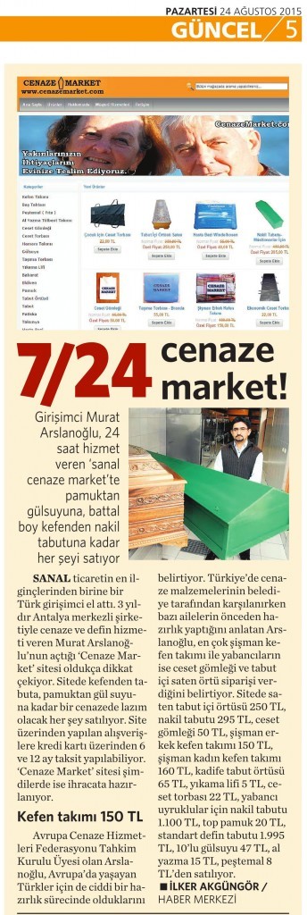 24 Ağustos 2015 Vatan Gazetesi 5. sayfa