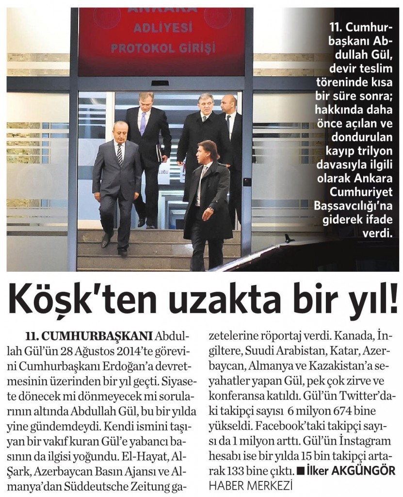 28 Ağustos 2015 Vatan Gazetesi 16. sayfa