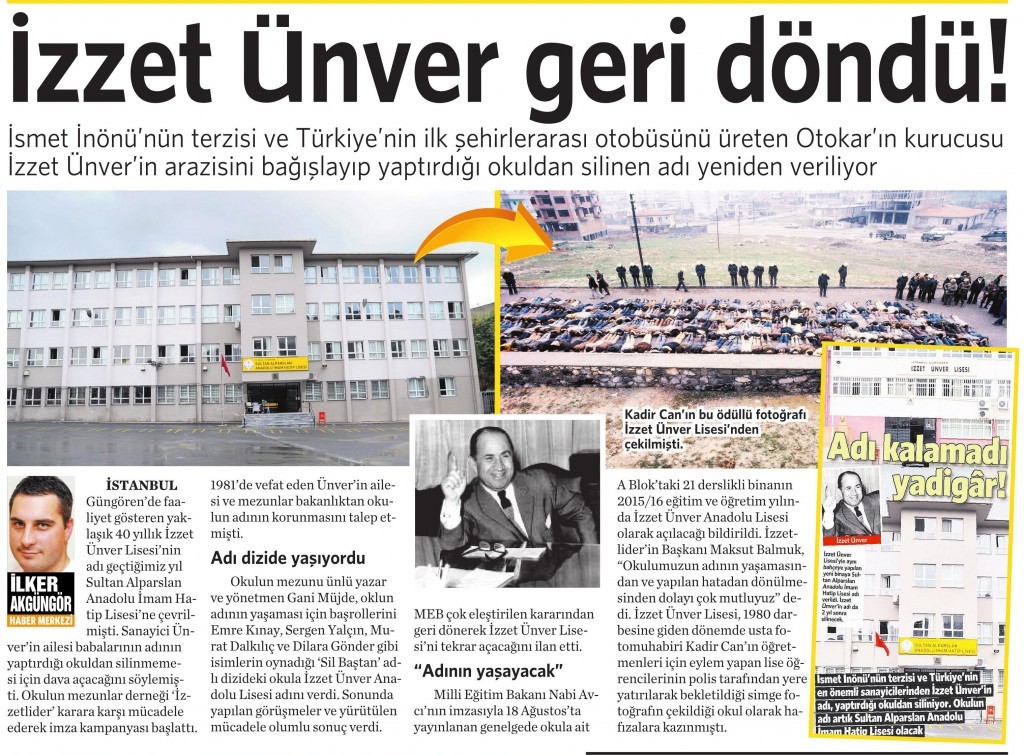 29 Ağustos 2015 Vatan Gazetesi 4. sayfa