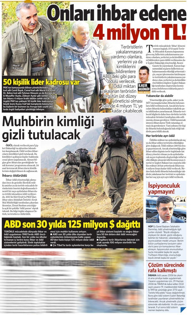 1 Eylül 2015 Vatan Gazetesi 12. sayfa