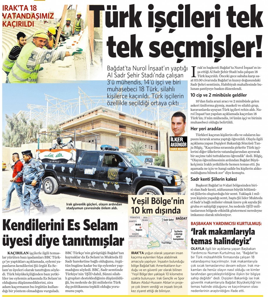 3 Eylül 2015 Vatan Gazetesi 12. sayfa