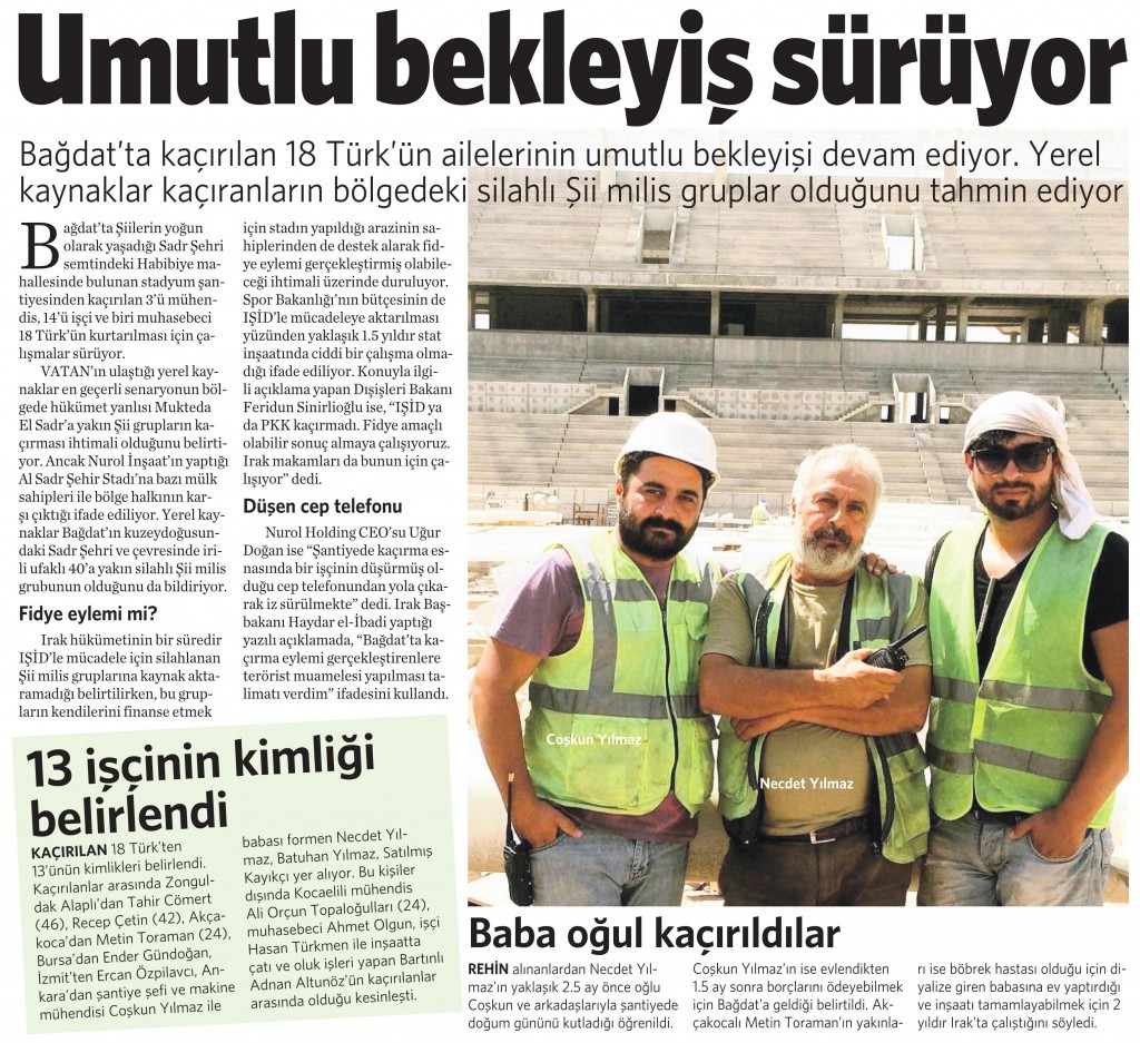 4 Eylül 2015 Vatan Gazetesi 16. sayfa