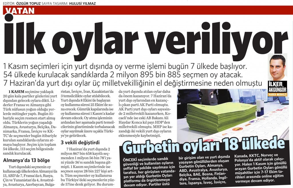 8 Ekim 2015 Vatan Gazetesi 15. sayfa