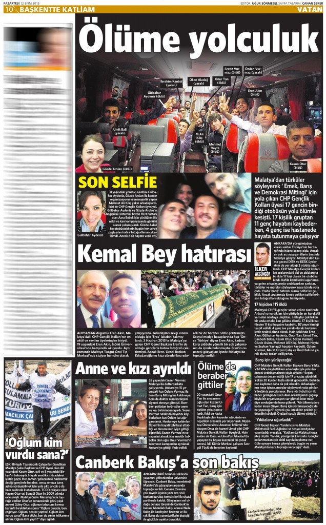 12 Ekim 2015 Vatan Gazetesi 10. sayfa