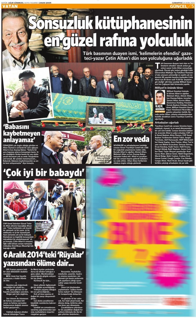 24 Ekim 2015 Vatan Gazetesi 5. sayfa